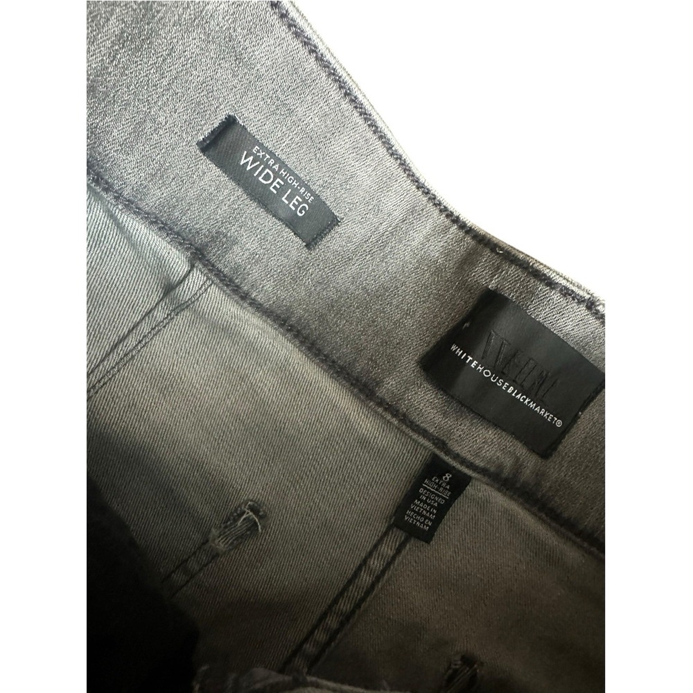 White House Black Market Jeans Women's Size 8 High Rise Wide Leg Light Gray - Picture 3 of 10